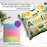 Custom Name Soft Green Organic Shapes Abstract Botanical Pattern Square Filled Cushion Throw Pillow Sofa Bed Home Decor Zip Washable UK Made