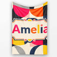 Bold Mid Century Abstract Curved Shapes Color Block Seamless  Personalised Custom Name Super Soft Fleece Blanket Bed Sofa Throw