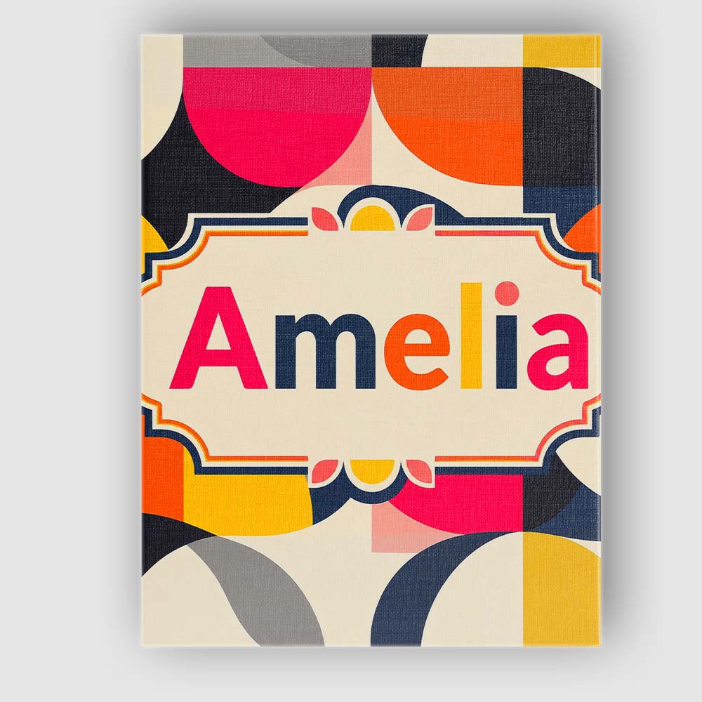 Personalised Name Bold Mid Century Abstract Custom  Bespoke Interior Contemporary Canvas Wall Art Print Decor Picture Ready to Hang