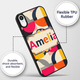 Bold Mid Century Abstract Curved Shapes Color Custom Name Protective Phone Case Mobile Cover Durable Everyday Smartphone Shock Resistant