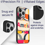 Bold Mid Century Abstract Curved Shapes Color Custom Name Protective Phone Case Mobile Cover Durable Everyday Smartphone Shock Resistant