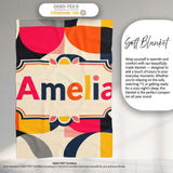 Bold Mid Century Abstract Curved Shapes Color Block Seamless  Personalised Custom Name Super Soft Fleece Blanket Bed Sofa Throw