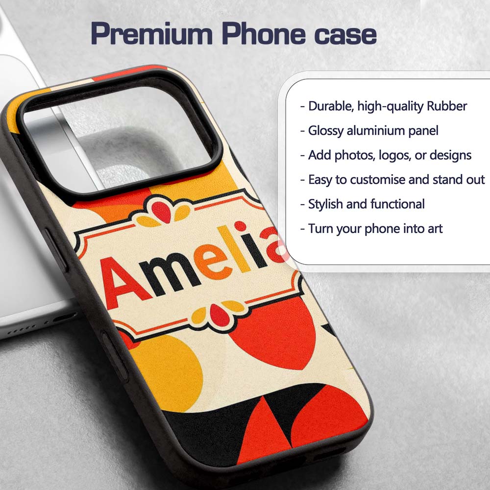 Modern Abstract Rounded Shapes Minimal Seamless Custom Name Protective Phone Case Mobile Cover Durable Everyday Smartphone Shock Resistant