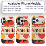 Modern Abstract Rounded Shapes Minimal Seamless Custom Name Protective Phone Case Mobile Cover Durable Everyday Smartphone Shock Resistant