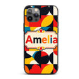 Colorful Abstract Petal Shapes Geometric Floral Custom Name Protective Phone Case Mobile Cover Durable Everyday Smartphone Shock Resistant