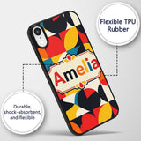 Colorful Abstract Petal Shapes Geometric Floral Custom Name Protective Phone Case Mobile Cover Durable Everyday Smartphone Shock Resistant