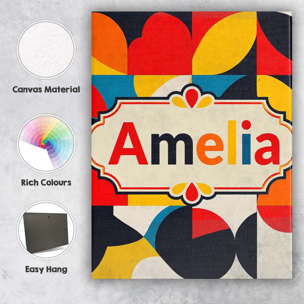Personalised Name Colorful Abstract Petal Custom  Unique Gift Idea Elegant Feature Canvas Wall Art Print Decor Picture Ready to Hang