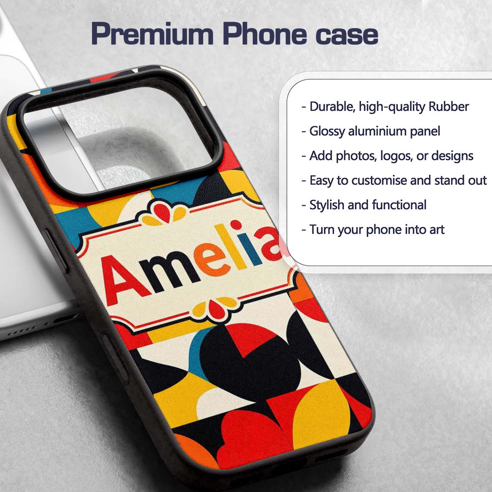 Colorful Abstract Petal Shapes Geometric Floral Custom Name Protective Phone Case Mobile Cover Durable Everyday Smartphone Shock Resistant