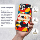 Colorful Abstract Petal Shapes Geometric Floral Custom Name Protective Phone Case Mobile Cover Durable Everyday Smartphone Shock Resistant