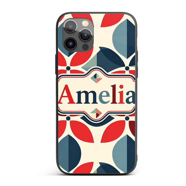 Floral Petal Shapes Bold Color Seamless Pattern Custom Name Protective Phone Case Mobile Cover Durable Everyday Smartphone Shock Resistant