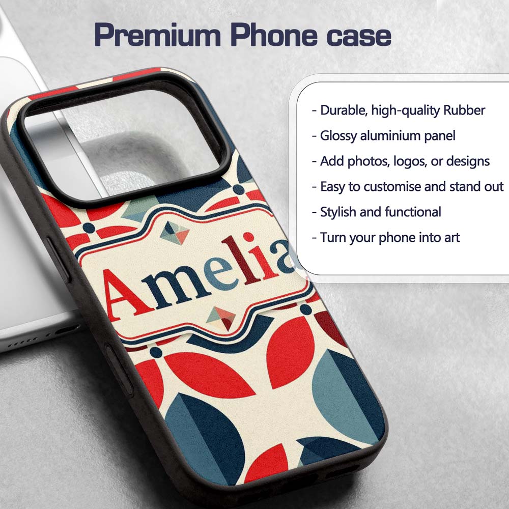 Floral Petal Shapes Bold Color Seamless Pattern Custom Name Protective Phone Case Mobile Cover Durable Everyday Smartphone Shock Resistant