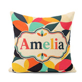 Custom Name Abstract Organic Leaf Shapes Century Modern Seamless Square Filled Cushion Throw Pillow Sofa Bed Home Decor Zip Washable UK Made