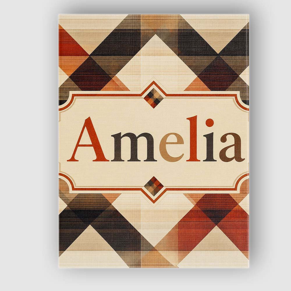 Personalised Name Warm Earth Tone Geometric Custom  Bespoke Interior Contemporary Canvas Wall Art Print Decor Picture Ready to Hang
