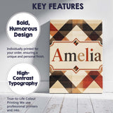 Personalised Name Warm Earth Tone Geometric Custom  Bespoke Interior Contemporary Canvas Wall Art Print Decor Picture Ready to Hang