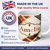 Personalized Custom Name Abstract Neutral Brush Stroke Plaid Texture Seamless Pattern Name 11oz Ceramic Coffee Tea Mug White Large Handle