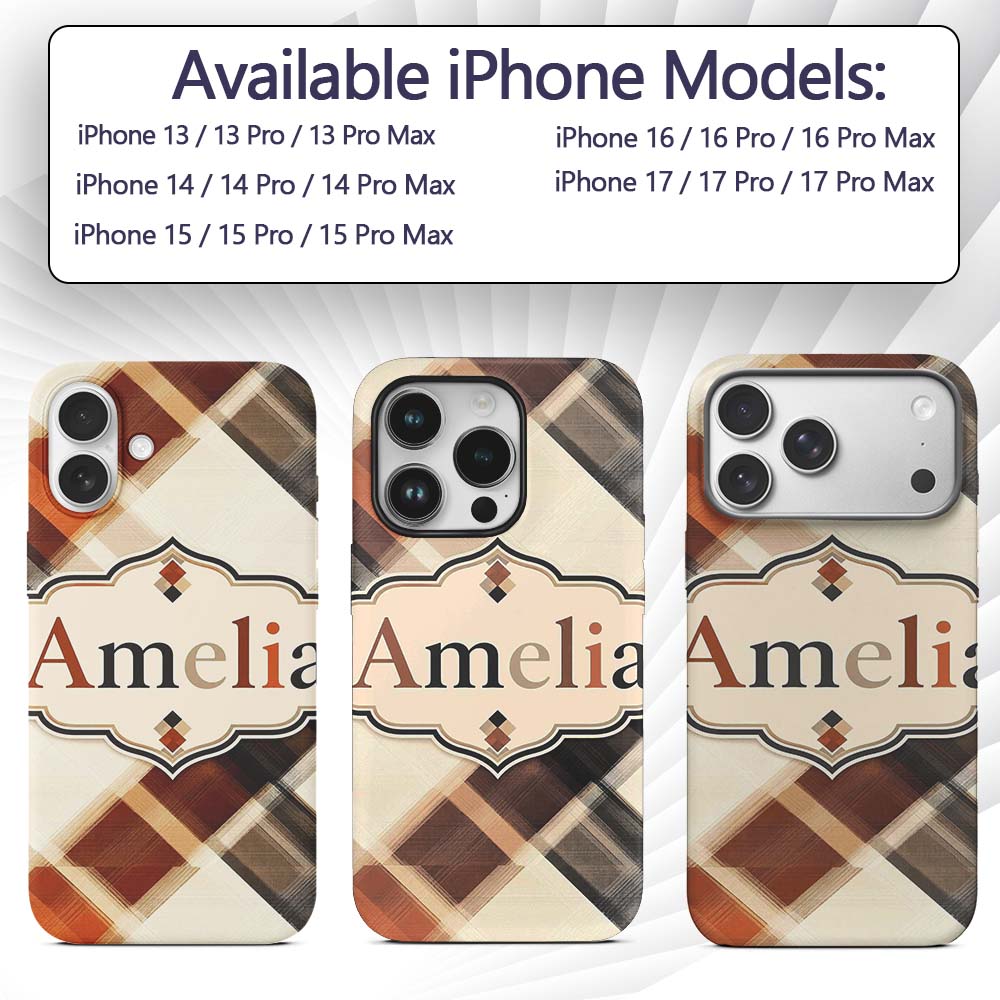 Abstract Neutral Brush Stroke Printed Design Custom Name Protective Phone Case Mobile Cover Durable Everyday Smartphone Shock Resistant