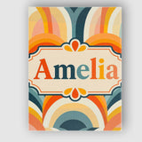 Personalised Name Rainbow Arch Mid Century Custom  Unique Gift Idea Elegant Feature Canvas Wall Art Print Decor Picture Ready to Hang