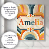 Personalised Name Rainbow Arch Mid Century Custom  Unique Gift Idea Elegant Feature Canvas Wall Art Print Decor Picture Ready to Hang