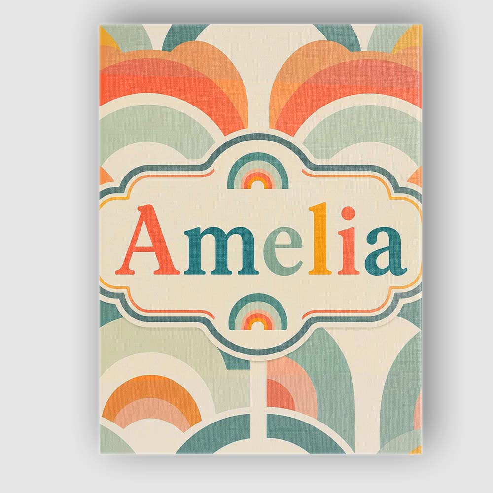Personalised Name Soft Pastel Rainbow Custom Modern Room Accent Creative Decorator Style Canvas Wall Art Print Decor Picture Ready to Hang