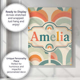 Personalised Name Soft Pastel Rainbow Custom Modern Room Accent Creative Decorator Style Canvas Wall Art Print Decor Picture Ready to Hang