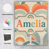 Personalised Name Soft Pastel Rainbow Custom Modern Room Accent Creative Decorator Style Canvas Wall Art Print Decor Picture Ready to Hang