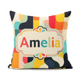 Custom Name Geometric Color Block Rounded Shapes Modern Seamless Square Filled Cushion Throw Pillow Sofa Bed Home Decor Zip Washable UK Made