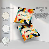 Custom Name Geometric Color Block Rounded Shapes Modern Seamless Square Filled Cushion Throw Pillow Sofa Bed Home Decor Zip Washable UK Made