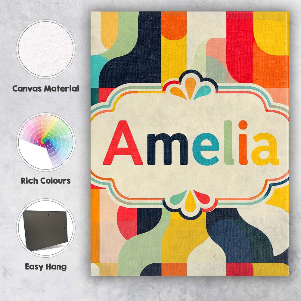 Personalised Name Geometric Color Block Custom  Modern Room Accent Elegant Feature Canvas Wall Art Print Decor Picture Ready to Hang