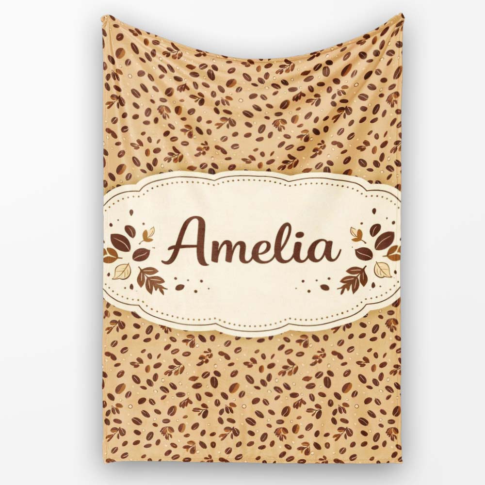 Coffee Beans Rich Brown Dense Seamless Pattern Perfect Gift for Her  Personalised Custom Name Super Soft Fleece Blanket Bed Sofa Throw