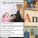 Colorful Stylized Urban City Buildings Illustration Seamless  Personalised Custom Name Super Soft Fleece Blanket Bed Sofa Throw