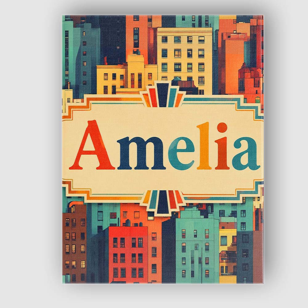 Personalised Name Abstract Vibrant Cityscape Custom Bespoke  Contemporary Display Canvas Wall Art Print Decor Picture Ready to Hang