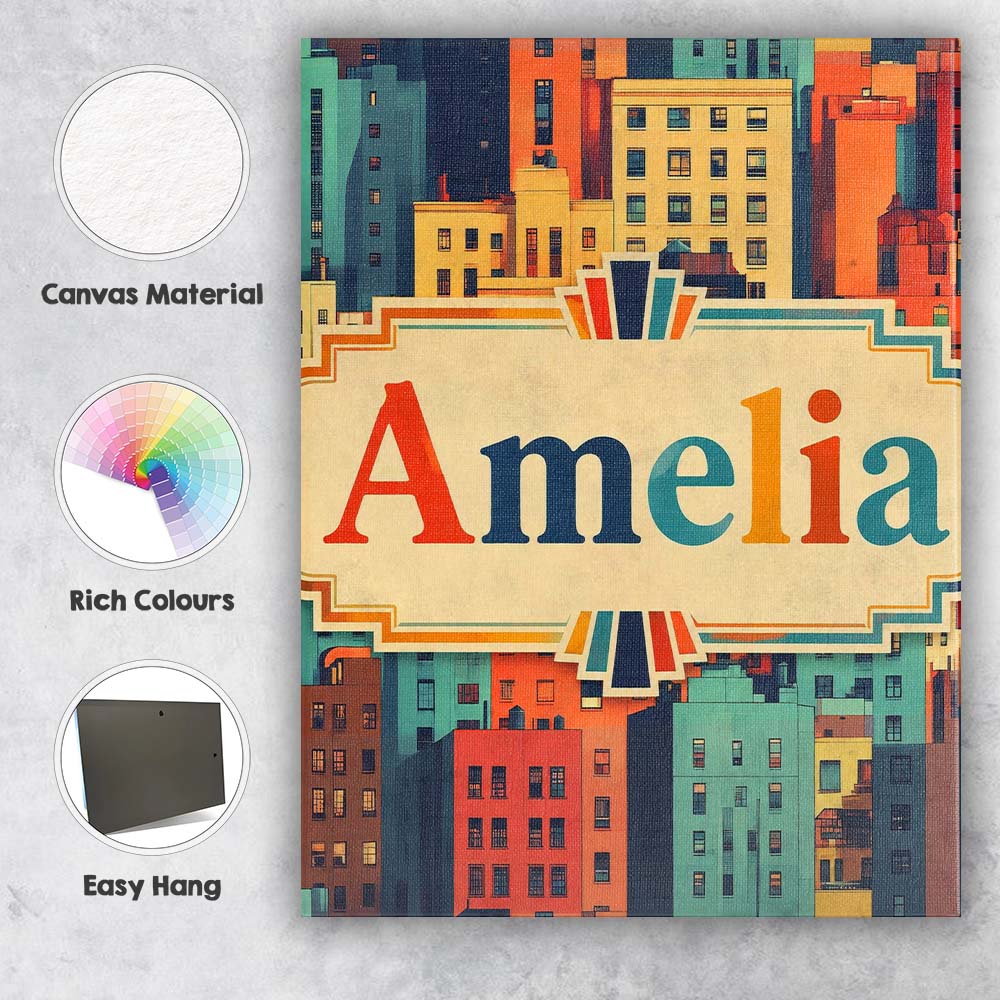 Personalised Name Abstract Vibrant Cityscape Custom Bespoke  Contemporary Display Canvas Wall Art Print Decor Picture Ready to Hang