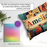 Custom Name Abstract Vibrant Cityscape Geometric Style Seamless Square Filled Cushion Throw Pillow Sofa Bed Home Decor Zip Washable UK Made