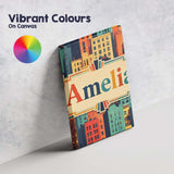Personalised Name Abstract Vibrant Cityscape Custom Bespoke  Contemporary Display Canvas Wall Art Print Decor Picture Ready to Hang