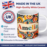 Personalized Custom Name Circle Geometric Abstract Pattern Bold Color Seamless Name Cute 11oz Ceramic Coffee Tea Mug White Large Handle