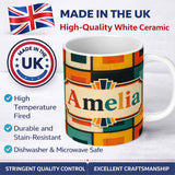 Personalized Custom Name Vintage Abstract Block Texture Geometric Pattern Seamless Custom 11oz Ceramic Coffee Tea Mug White Large Handle
