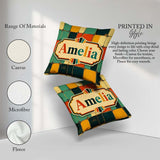 Custom Name Rounded Square Color Grid Pattern Seamless Name Cute Square Filled Cushion Throw Pillow Sofa Bed Home Decor Zip Washable UK Made