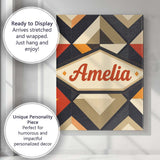Personalised Name Modern Geometric Diamond Custom  Unique Gift Idea Elegant Feature Canvas Wall Art Print Decor Picture Ready to Hang