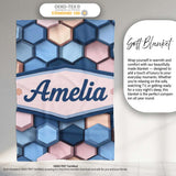 Modern Hexagon Geometric Pattern Soft Blue Pink Tones Seamless Name  Personalised Custom Name Super Soft Fleece Blanket Bed Sofa Throw