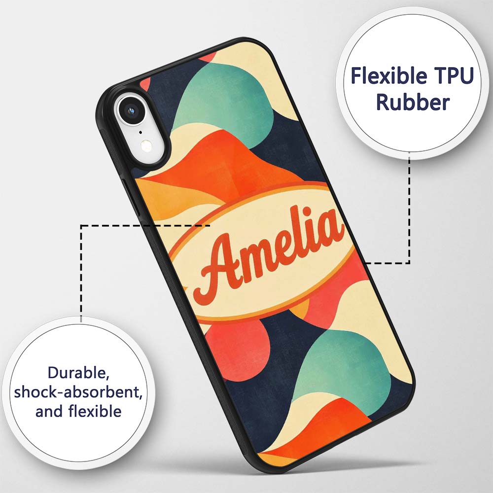 Abstract Organic Fluid Shapes Color Flow Seamless Custom Name Protective Phone Case Mobile Cover Durable Everyday Smartphone Shock Resistant