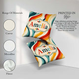 Custom Name Wavy Stripes Color Flow Abstract Seamless Name Cute Square Filled Cushion Throw Pillow Sofa Bed Home Decor Zip Washable UK Made