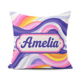 Custom Name Colorful Pastel Wave Gradient Flow Pattern Name Cute Square Filled Cushion Throw Pillow Sofa Bed Home Decor Zip Washable UK Made