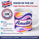 Personalized Custom Name Colorful Pastel Wave Gradient Flow Pattern Seamless Name Cute 11oz Ceramic Coffee Tea Mug White Large Handle