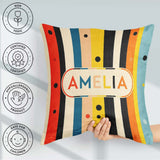 Custom Name Bold Vertical Stripes with Polka Dot Accent Seamless Square Filled Cushion Throw Pillow Sofa Bed Home Decor Zip Washable UK Made