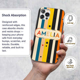 Bold Vertical Stripes with Polka Printed Design Custom Name Protective Phone Case Mobile Cover Durable Everyday Smartphone Shock Resistant