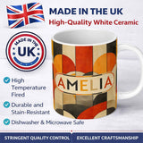Personalized Custom Name Arch Landscape Abstract Shapes Pattern Seamless Name Cute Unique 11oz Ceramic Coffee Tea Mug White Large Handle