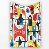 Abstract Circles and Lines Mid Century Modern Pattern Seamless Name  Personalised Custom Name Super Soft Fleece Blanket Bed Sofa Throw