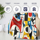 Abstract Circles and Lines Mid Century Modern Pattern Seamless Name  Personalised Custom Name Super Soft Fleece Blanket Bed Sofa Throw