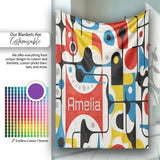 Abstract Circles and Lines Mid Century Modern Pattern Seamless Name  Personalised Custom Name Super Soft Fleece Blanket Bed Sofa Throw