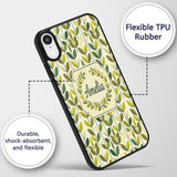 Fresh Green Yellow Leaf Botanical Nature Pattern Custom Name Protective Phone Case Mobile Cover Durable Everyday Smartphone Shock Resistant